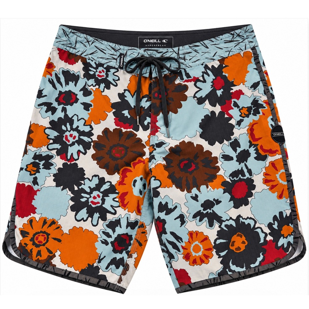 O'Neill Board Shorts 32 Blue Orange Floral Hyperfreak Retro Surf Swim Trunks